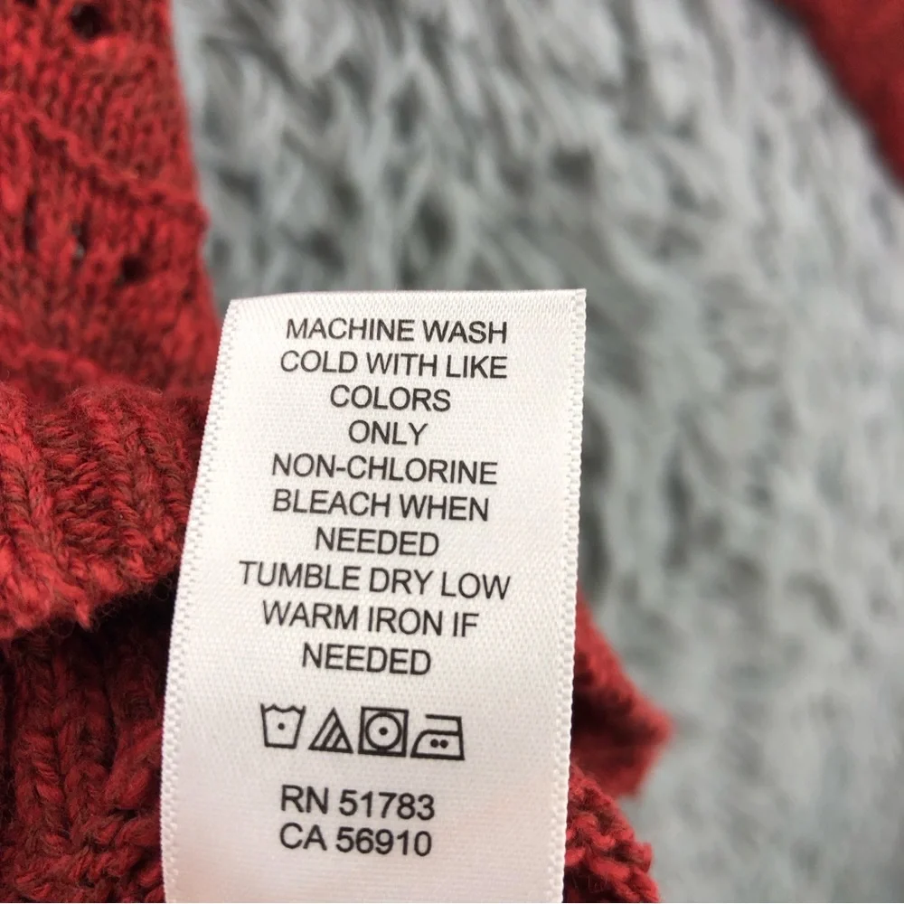 Maurices Sweater Womens Large Open Knit Red Long Sleeve Crew Neck